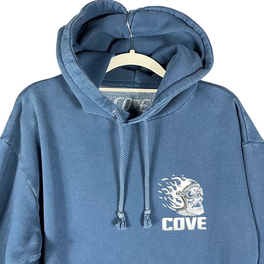 Cove Grand Prix‎ Hoodie Mens Size M Blue Racing Skull Graphic Sweatshirt